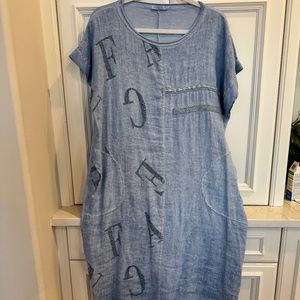 Made in Italy Knee Linen Dress